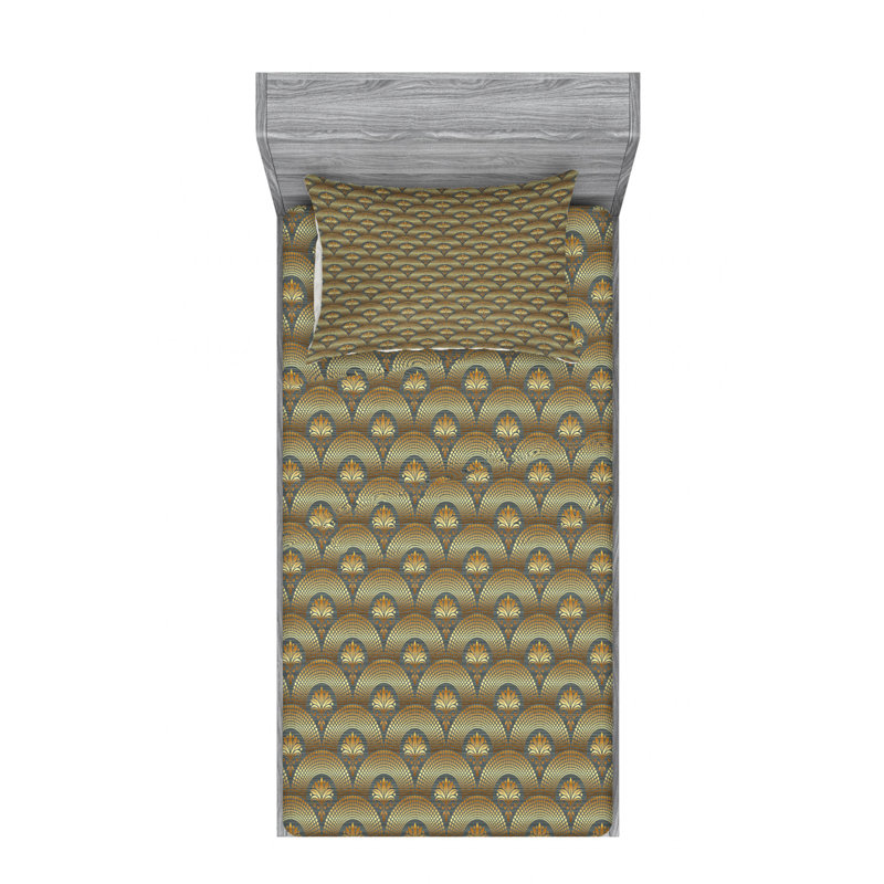 Microfiber Damask Sheet Set, Twin Sheet Set with Fitted Sheet