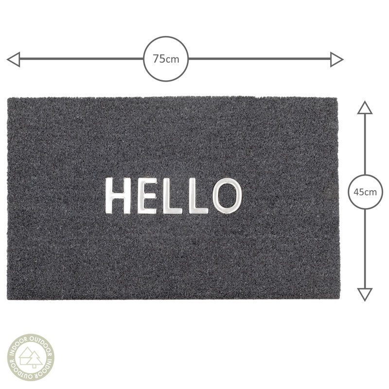 Derbyshire Hello Grey Non-Slip Door Mat