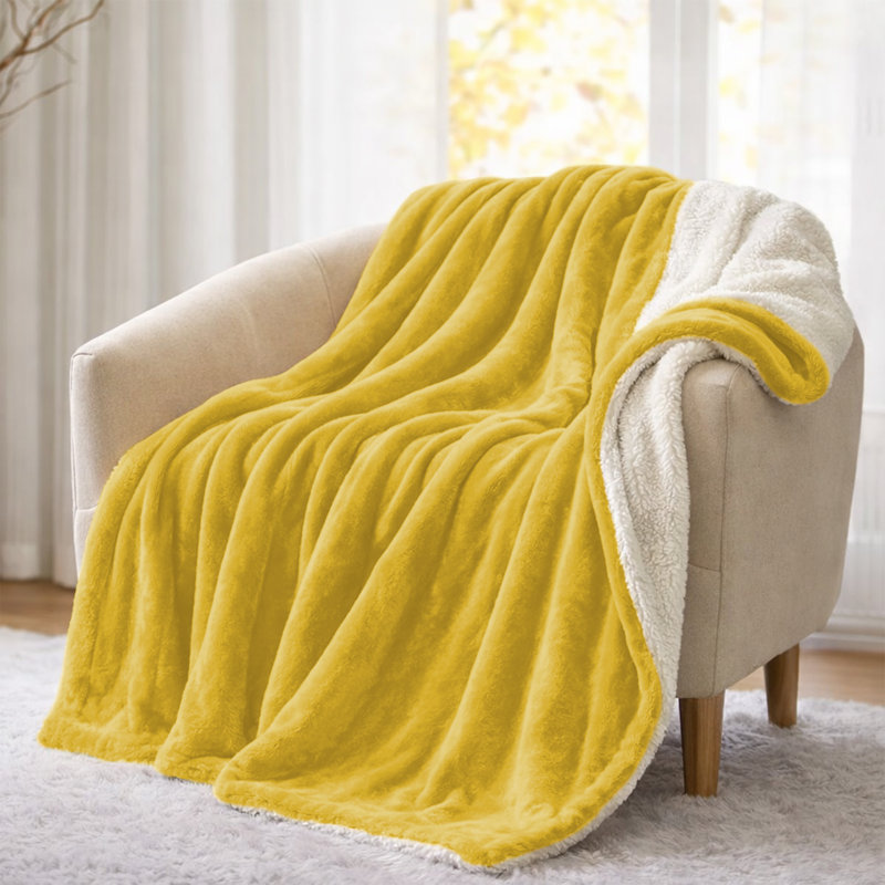 Jeté épais réversible en molleton Sherpa Oxford Homeware, Jeté, Ocre
