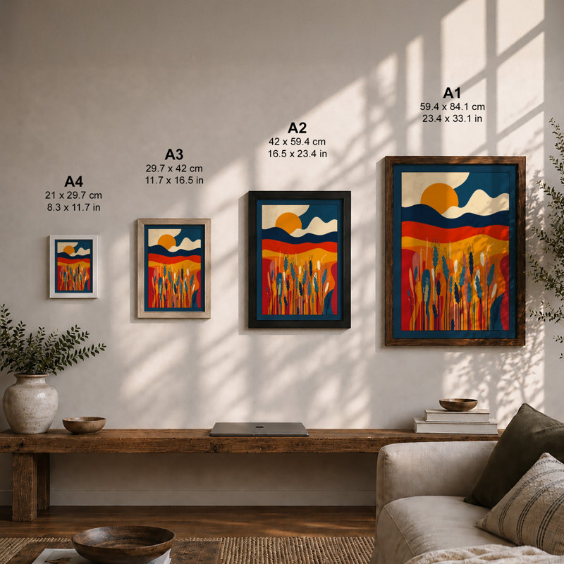 Desert Grassland Sunrise Minimalist - Print, Unframed, A3 - 42.0 x 29.7 cm