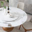 Table de salle à manger en marbre moderne, table en pierre frittée ronde de 59 po pour la salle à manger, cuisine, coin-repas, espace compact avec plateau tournant (table seulement)