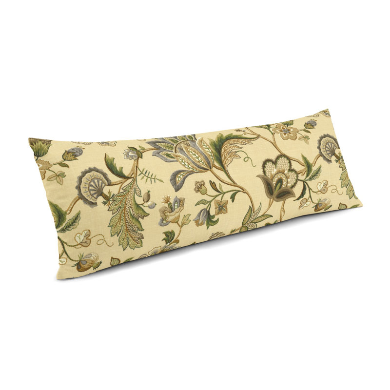 FleurDeLeaf Lumbar Pillow Cover & Insert, Jacobean Beige, 12" x 24"
