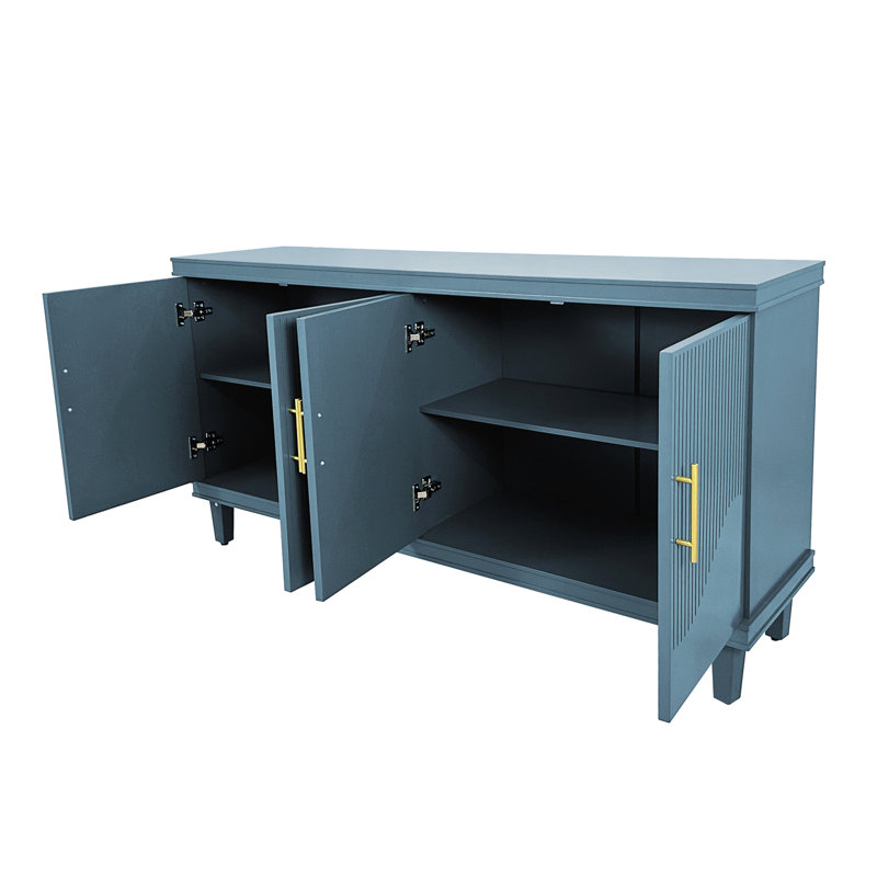 Large Size 4-Door Cabinet, Blue, 32.28" H x 59.84" W x 15.75" D