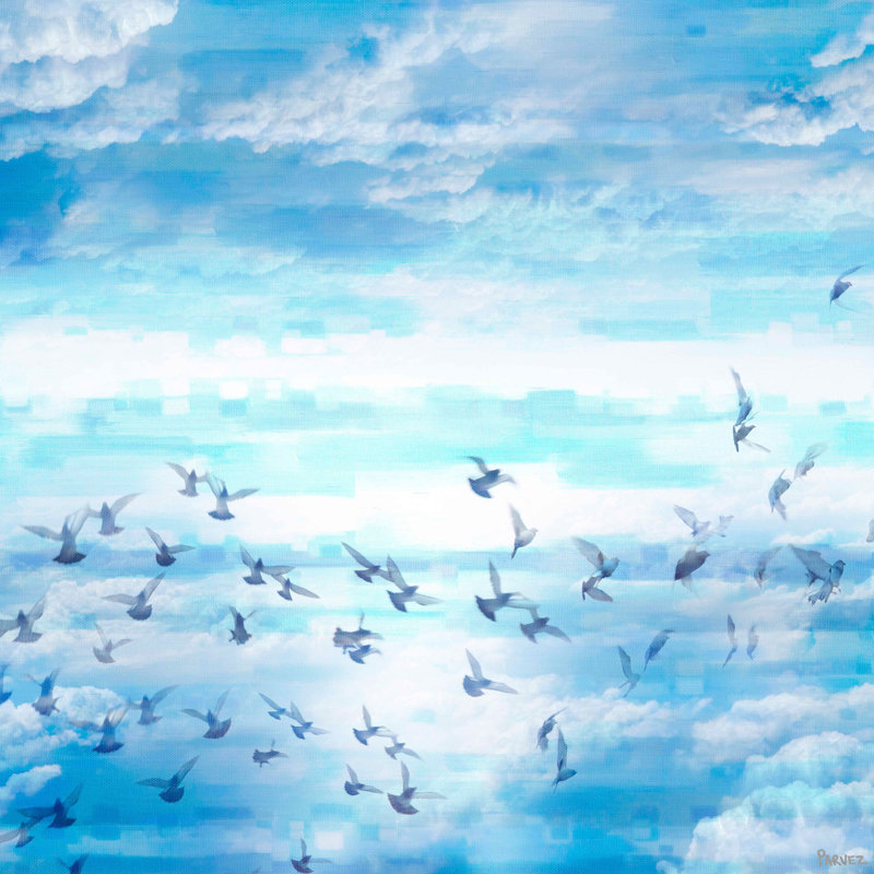 Reproduction d’art sur toile tendue « meadow flock », H 24 po x l 24 po x P 1,5 po
