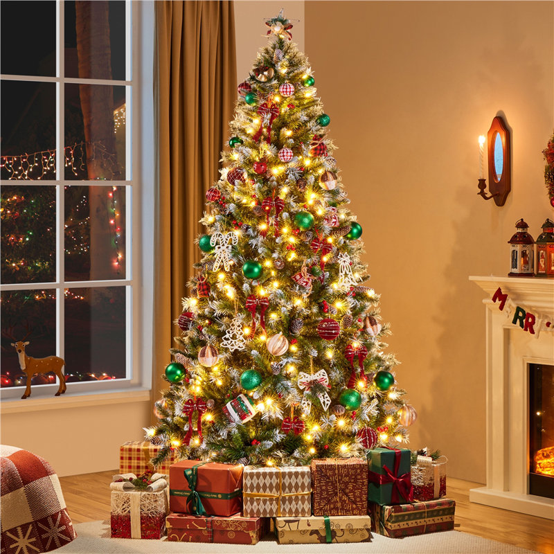 Lighted Artificial Fir Christmas Tree, 7 ft