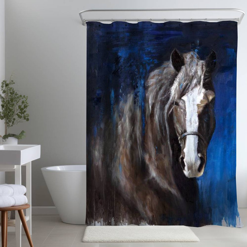 Shower Curtain AN80 – Polyester Shower Curtain, Dye Sublimation Print, 71" W × 74" L