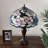 Bloomsbury Tiffany Table Lamp Pink Blue Stained Glass Hummingbird Flowers H24*W16 Inch