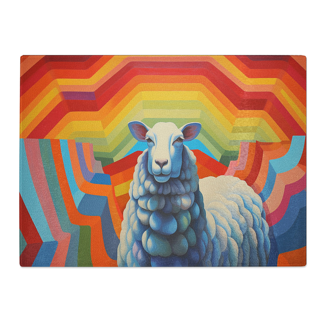 Ram Sheep Op Art No.2  Glass Chopping Board