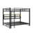Metal Queen Over Queen Bunk Bed With Storage Cabinets And LED
