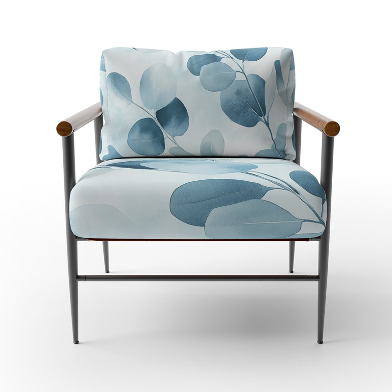 Fauteuil d'appoint Eucalyptus - Cool Blue Botanical Wash I, Bras ronds bruns