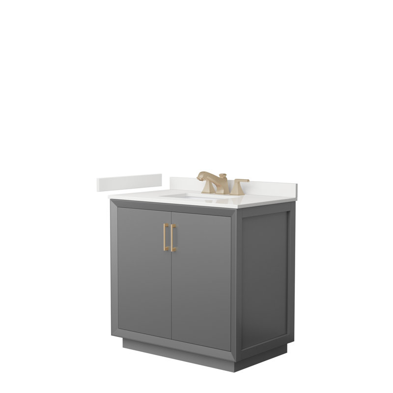 Meuble-lavabo simple avec plateau Strada 36, Gris foncé, WDX13401, Bronze satiné