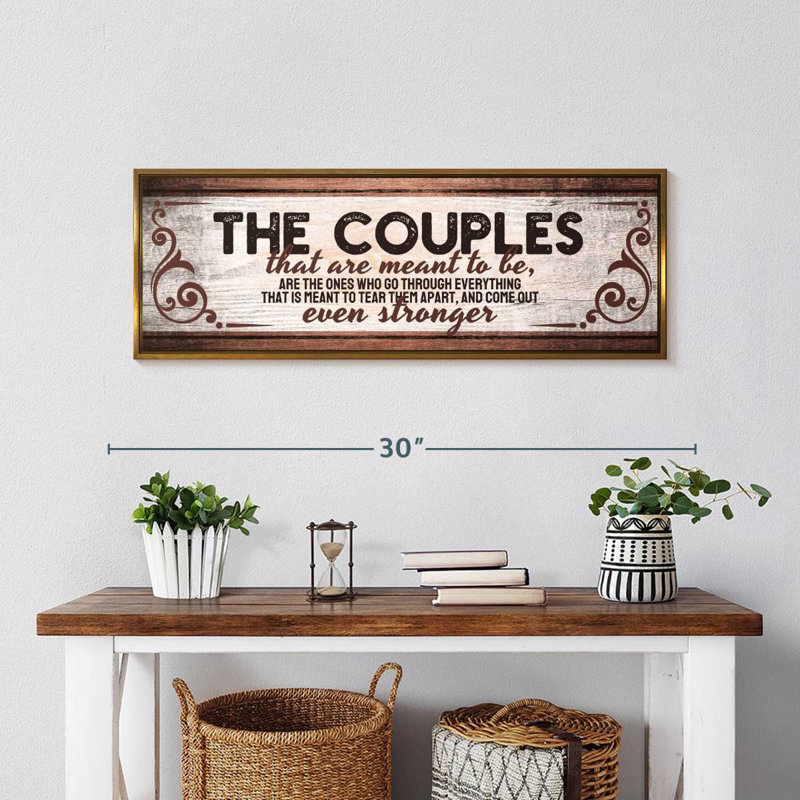 The Couples Quote Wall Sign, Floating Frame Gold, 28" X 10"