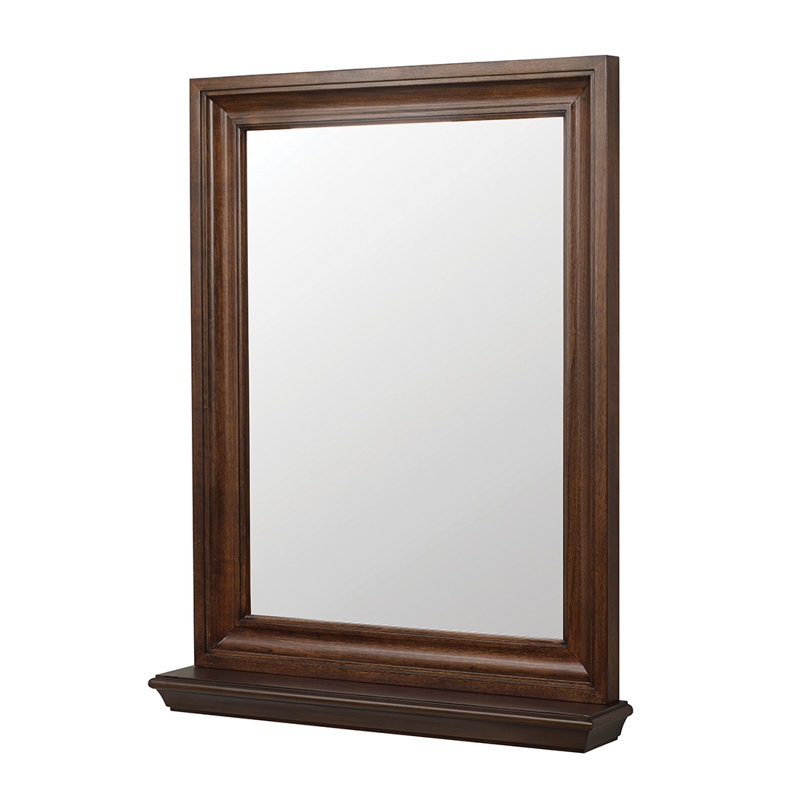 Flat Wall Mirror with Shelves, Dark Walnut