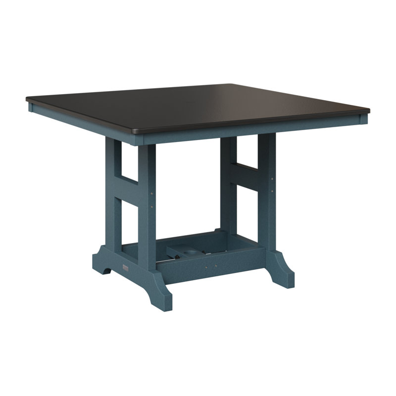 Table de bar carrée 44 po Berlin Gardens Garden Classic, H 39,5 po x l 44 po x P 44 po, Ardoise, Noir martelé