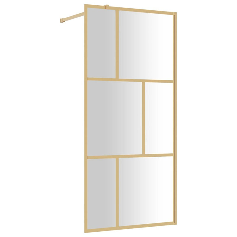 Belfry Walk-in Shower Wall with Clear ESG Glass, Gold, 80cm W