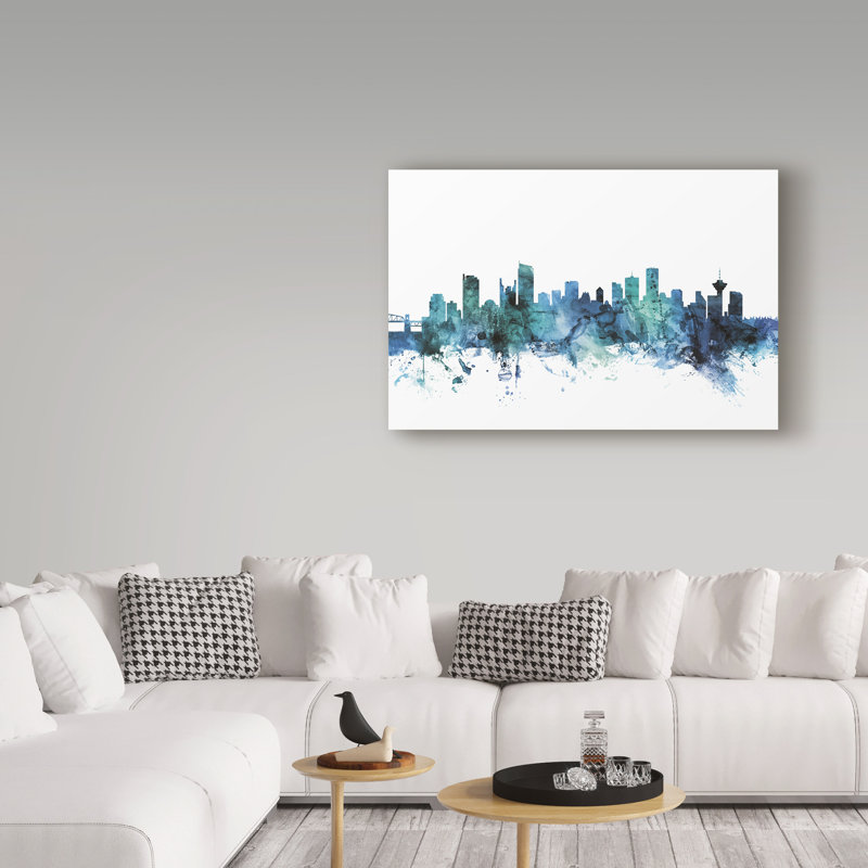 « vancouver canada blue blue horizon », reproduction d’impression sur toile tendue, H 22 po x l 32 po x P 2 po