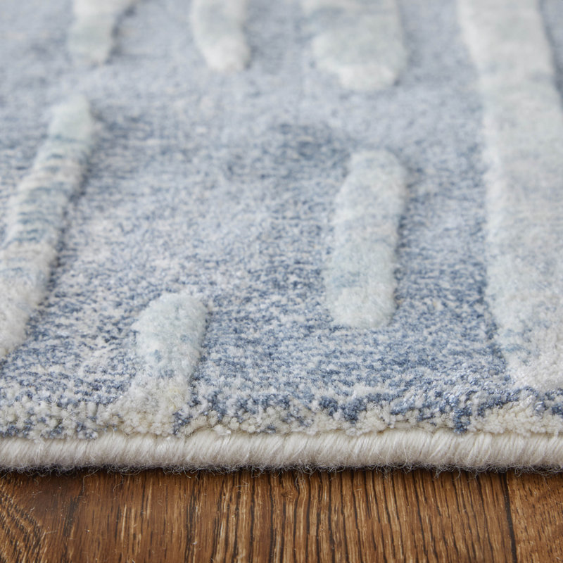 Tapis bleu à motif abstrait moderne Lenda, Rectangle 10 pi x 14 pi