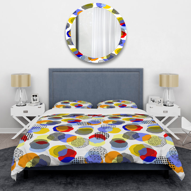 Ensemble de housse de couette en microfibre rouge / vert / bleu 2 pièces, Housse de couette simple + 1 taie décorative stan