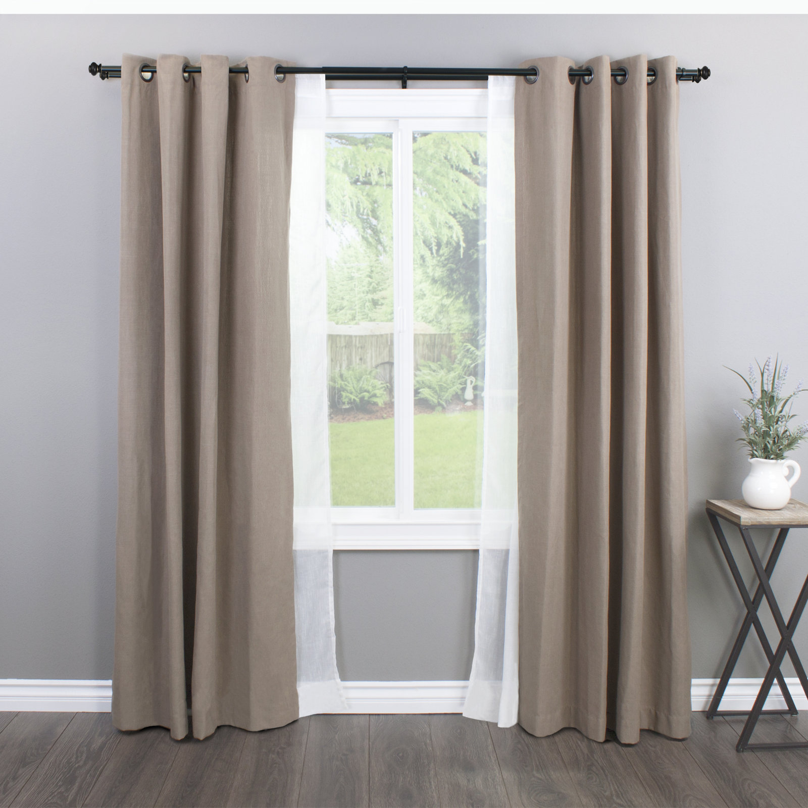 Cherryl Double Curtain Rod, 36"-72" W, Antique Bronze