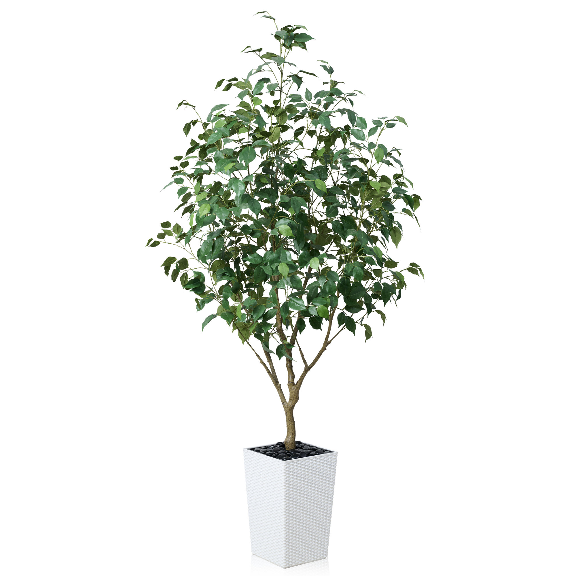 George Artificial Ficus Tree, UV Protected Faux Greenery with Huge Decorative Base for Indoor Outdoor, 72" H x 24" W x 24" D