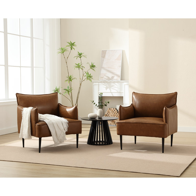 Chaise d'appoint de 29,75 po de largeur, Similicuir brun