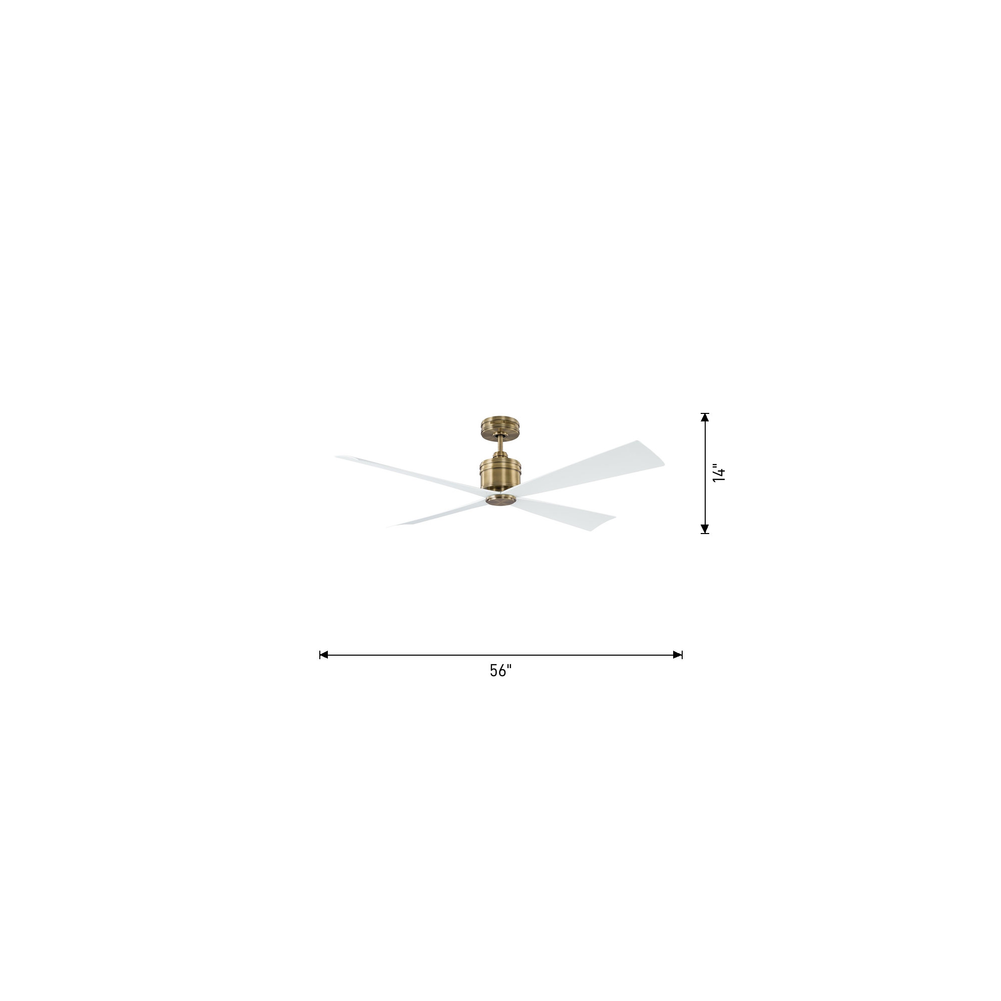 56'' 4 Blade Ceiling Fan, Matte White