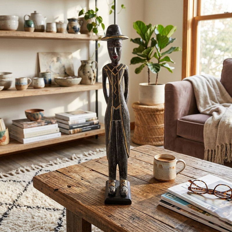 Statue debout en bois