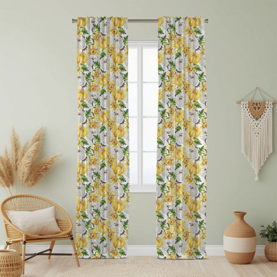 Semi Sheer Fruit Print Curtain Single Panel