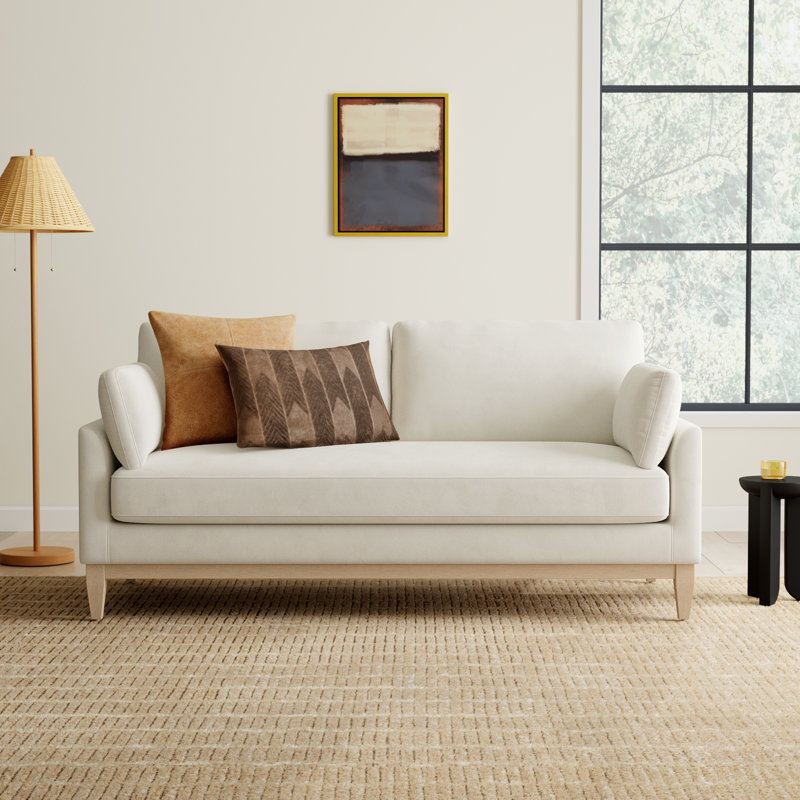 Pera 75.5" Upholstered Sofa, French Beige Velvet