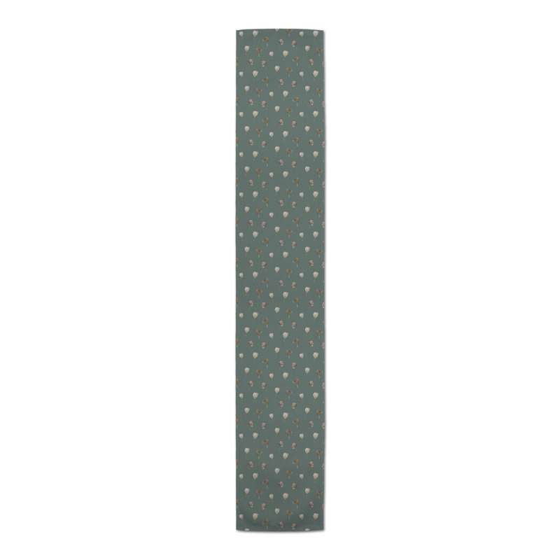 Rectangular Floral Table Runner, 90" x 16", Green