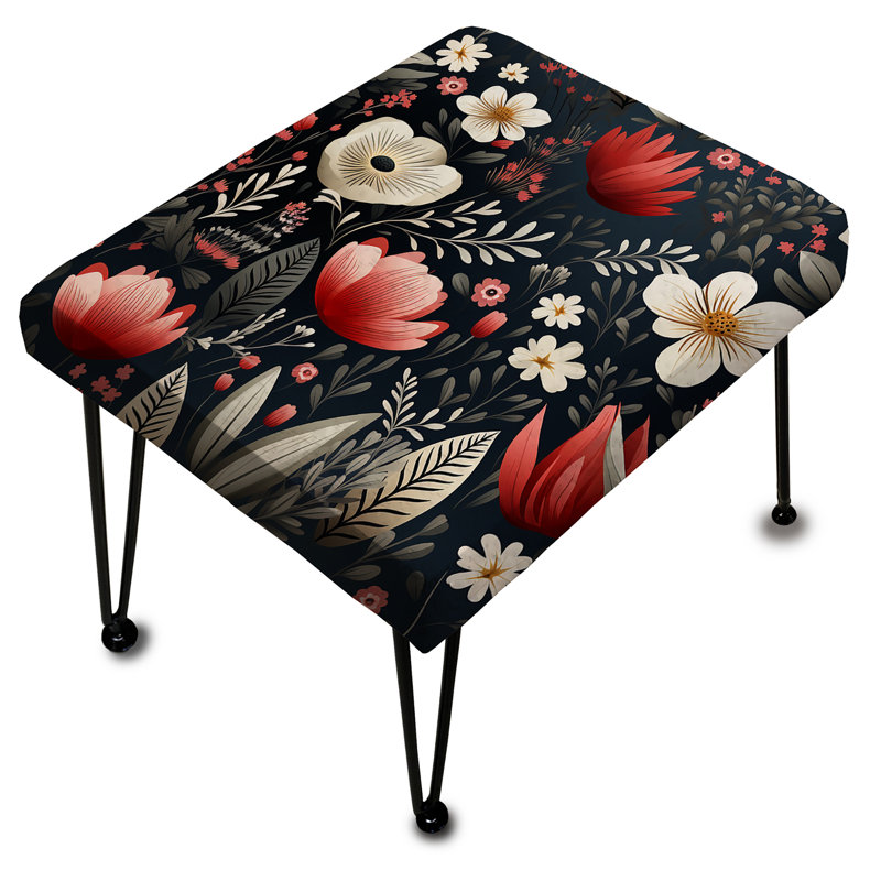 Rustic Red And White Garden Charm - Floral Rectangle Ottoman