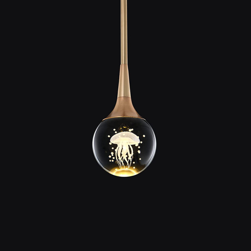 1 - Light LED Single Pendant, Gold