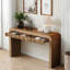 Console rustique avec devant cannelé, 2 tiroirs, coins arrondis et pieds épais-1579958381