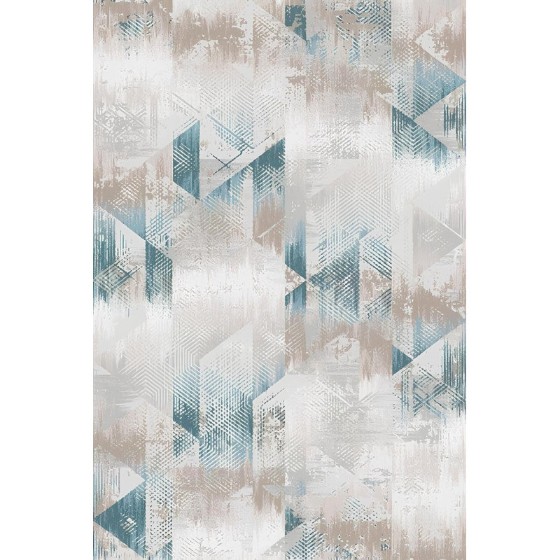 Beige Geometric Abstract Gradient Pattern Modern Decorative Rug Machine Washable, Rectangle 3'3" x 4'11"