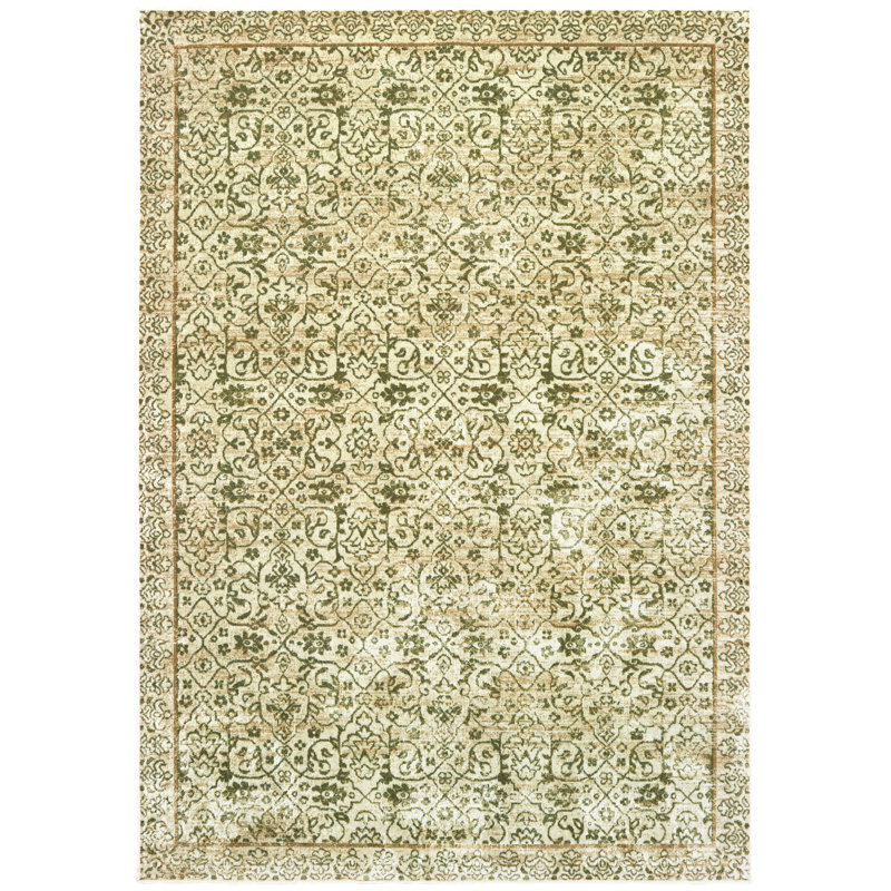 Tapis décoratif vert oriental Jerrod, Rectangle 2 pi 7 po x 13 pi 1 po