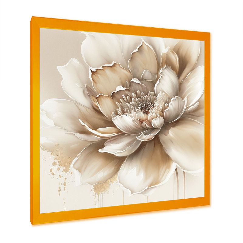 «Blooming Beige Floral Design III», reproduction d'art sur toile botanique, H 36 po x l 36 po x P 1,5 po, Impression encadrée