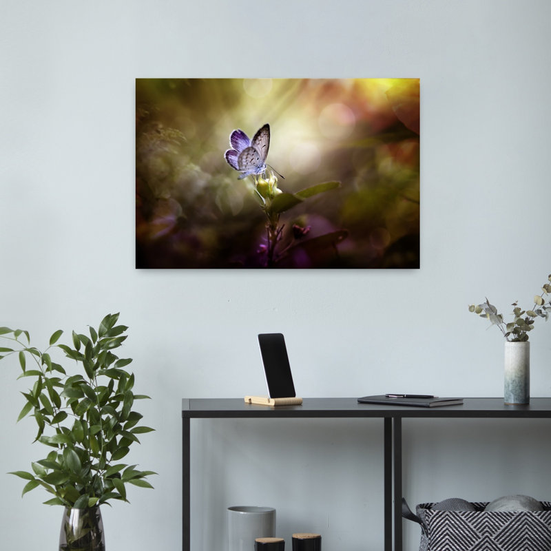 Purple Butterfly Dream Delicate Serene Vibrant Butterfly Nature Plant Wall Art Print 1 Piece Wrapped Canvas Wall Art