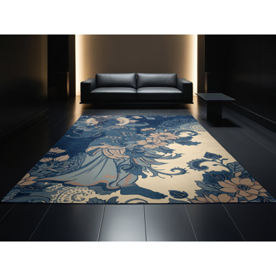 Tapis floral gris lavable à la machine Madiun