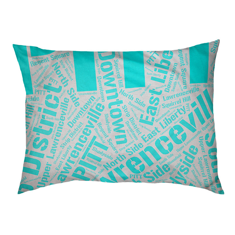 Coussin de chien « districts », Très grand (H 17 po x l 50 po x P 40 po), Cyan, Pittsburgh
