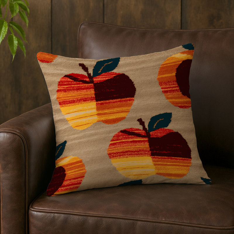 Coussin intérieur et extérieur, Carré 20 po, Pomme Fuji