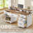 60'' Farmhouse Executive Desk With Drawers, Computer Desk With Power Outlet And Led Light For Office Home, White-1335193822