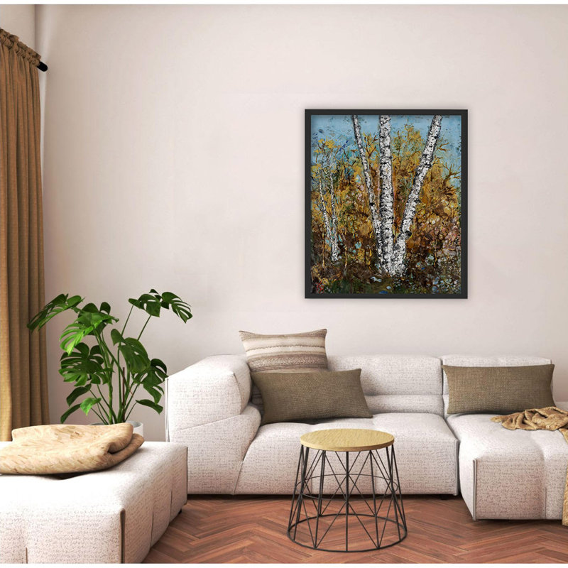 «Burnish Birch», art mural sur toile, H 40 po x l 30 po, Cadre flottant noir