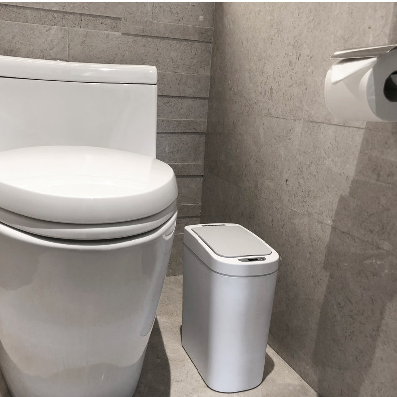 White Plastic 1.8 Gallon Touchless Motion Sensor Trash Can