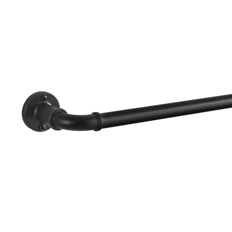 Matte Black Adjustable Industrial Pipe Curtain Rod 66-120"