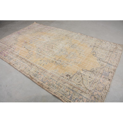 Bohemian Patchwork Wool Rug, 73.6x116.9 Inch Beige Rug