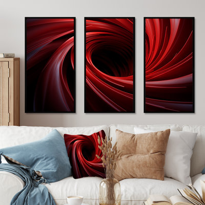 Red Abstract Spiral Dreamscape II - Abstract Spirals Wall Art