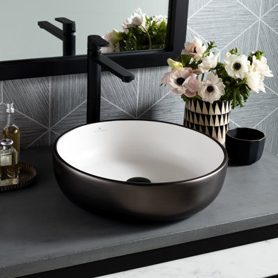 Bliss 16" Round Fireclay Vessel Bathroom Sink