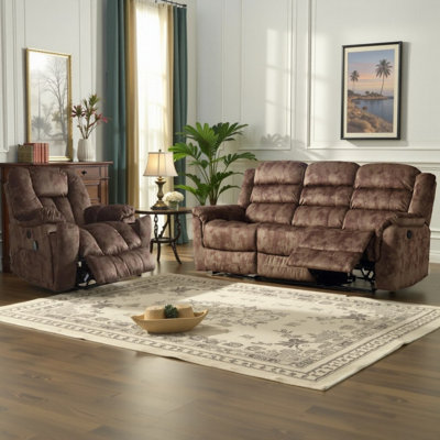 Ensemble de salon inclinable en microfibre 2 pièces Leelan