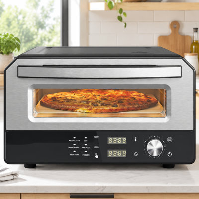 12-Inch Electric Countertop Pizza Oven, Plug-In, Up to 750°F with 6 Presets