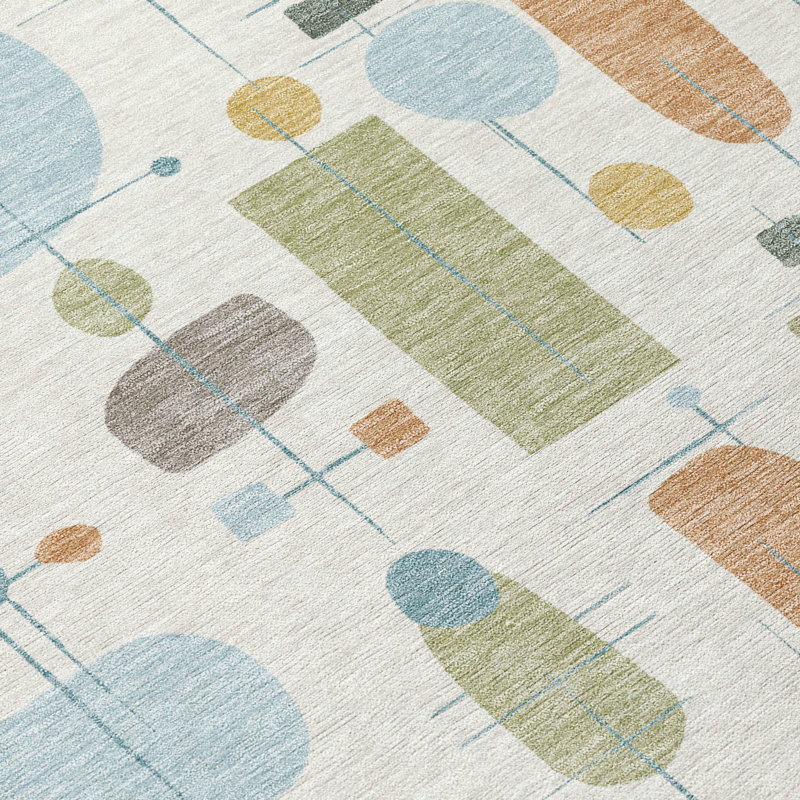 Machine Washable Indoor/Outdoor Jourdan ACN2393 Mid-Century Modern Rug, Runner 2'3" x 7'6"